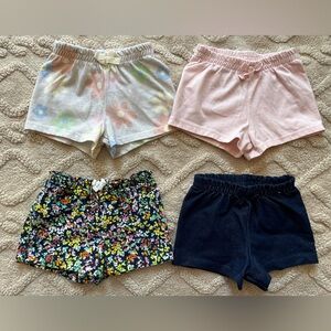 Baby Girl 6-9M Shorts Bundle - Pull On Elastic Waistband Shorts W/ Bow, Lot Of 4